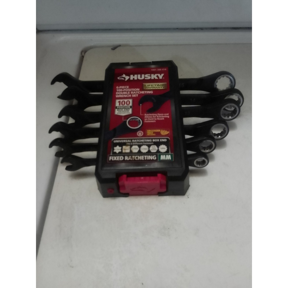 Husky 6 Piece 100- Position Double Ratcheting Wrench Set 100 Position Box End...